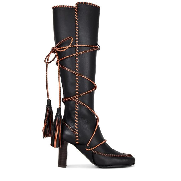 Ulla Johnson Atlas Moccasin High Heel Boot in Noir - Picture 1 of 9